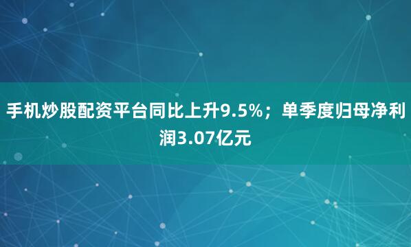 手机炒股配资平台同比上升9.5%；单季度归母净利润3.07亿元